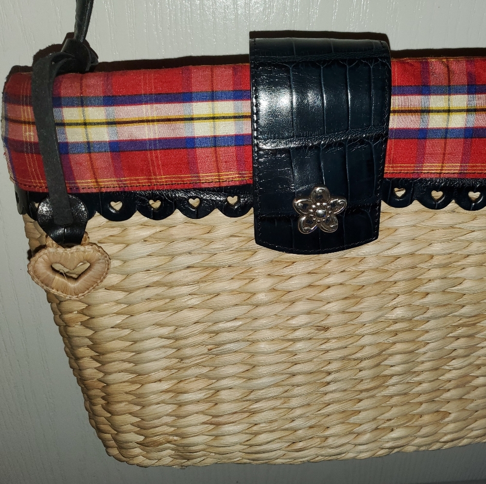 ♡ Brighton Basket Purse, Plaid w'Black leather